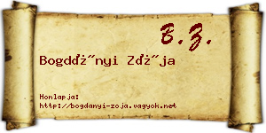 Bogdányi Zója névjegykártya